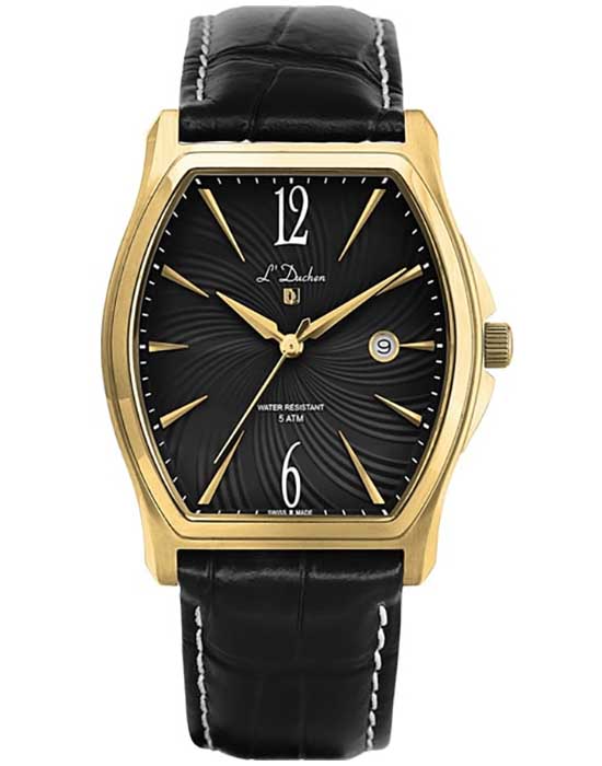 L'Duchen LDuchen D 301.21.21  D 301.21.21 кварцевые мужские часы черный циферблат, браслет кожаный — вид спереди