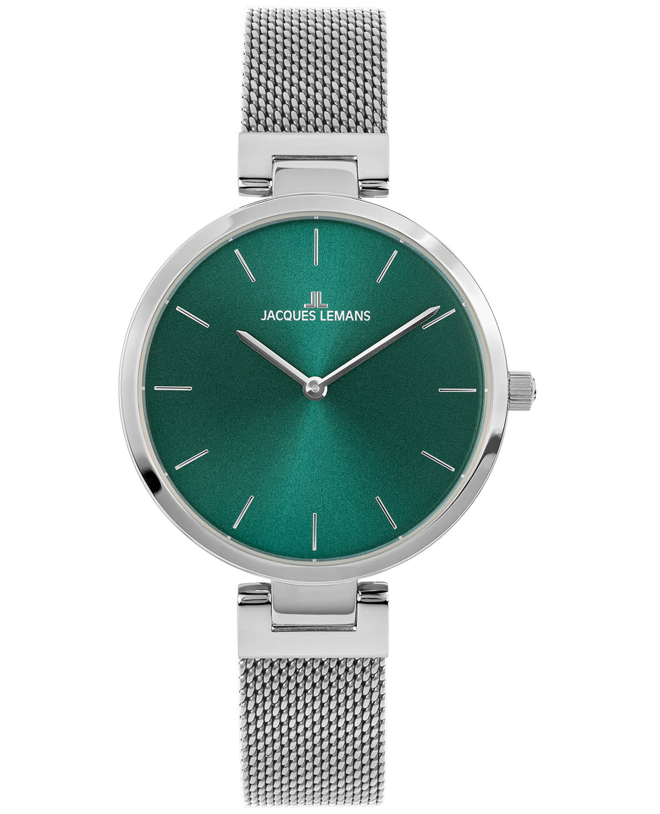 Jacques Lemans Jacques Lemans Classic 1-2110D  1-2110D кварцевые женские часы зеленый циферблат, браслет нержавеющая сталь — вид спереди