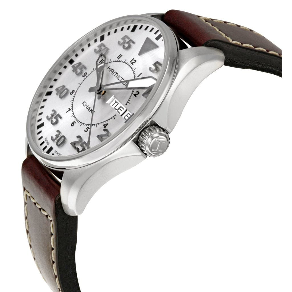 Hamilton Hamilton Khaki Aviation Pilot Day Date Quartz H64611555, khaki aviation швейцария мужские часы на браслете кожаный боковой вид