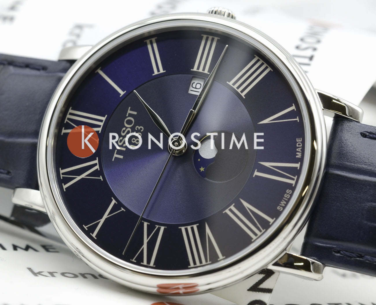 Tissot Tissot Carson Premium Gent Moonphase T122.423.16.043.00 Carson — детали корпуса и кожаный