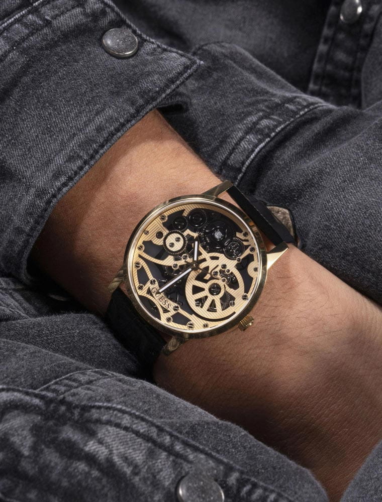 Guess Guess Gadget GW0570G1,  сша мужские часы на браслете кожаный боковой вид