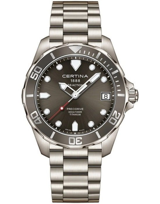 Certina Certina DS Action C032.410.44.081.00 DS Action C0324104408100 кварцевые мужские часы серый циферблат, браслет титановый — вид спереди