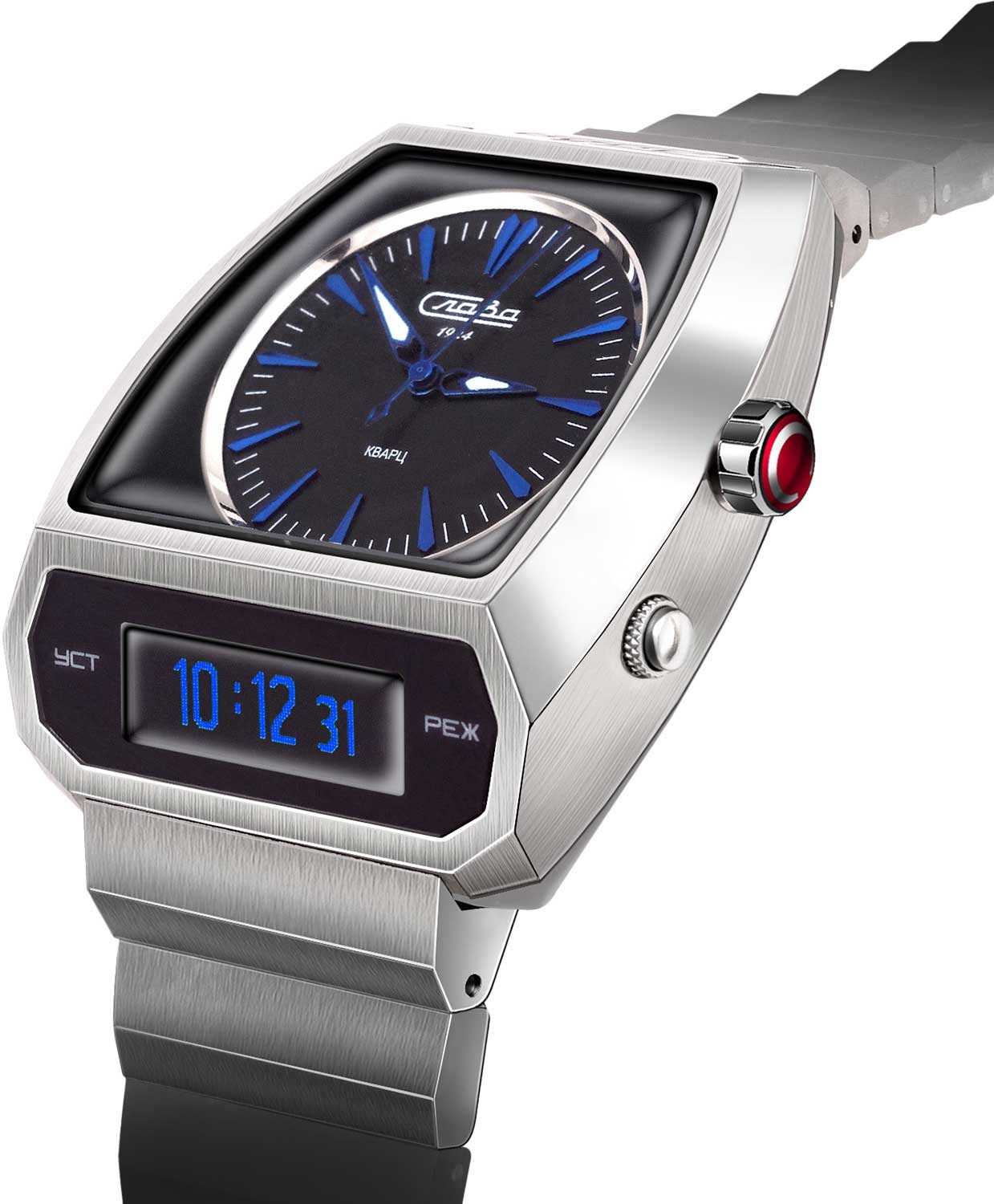 Слава Слава Погоня 9007738/100-GL32,  россия мужские часы на браслете титановый боковой вид