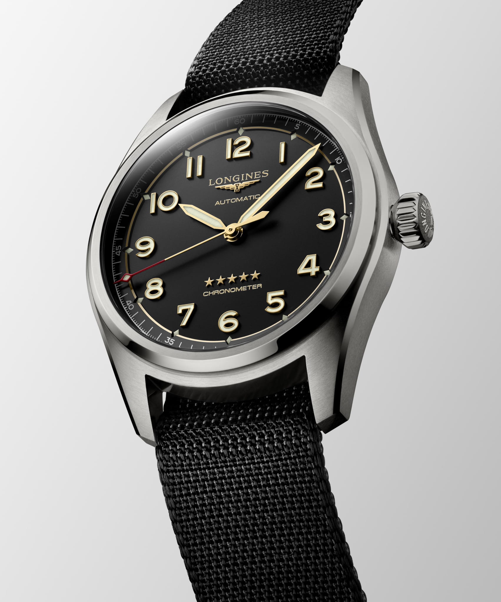 Longines Longines Spirit L3.811.1.53.2, spirit швейцария мужские часы на браслете нейлон боковой вид