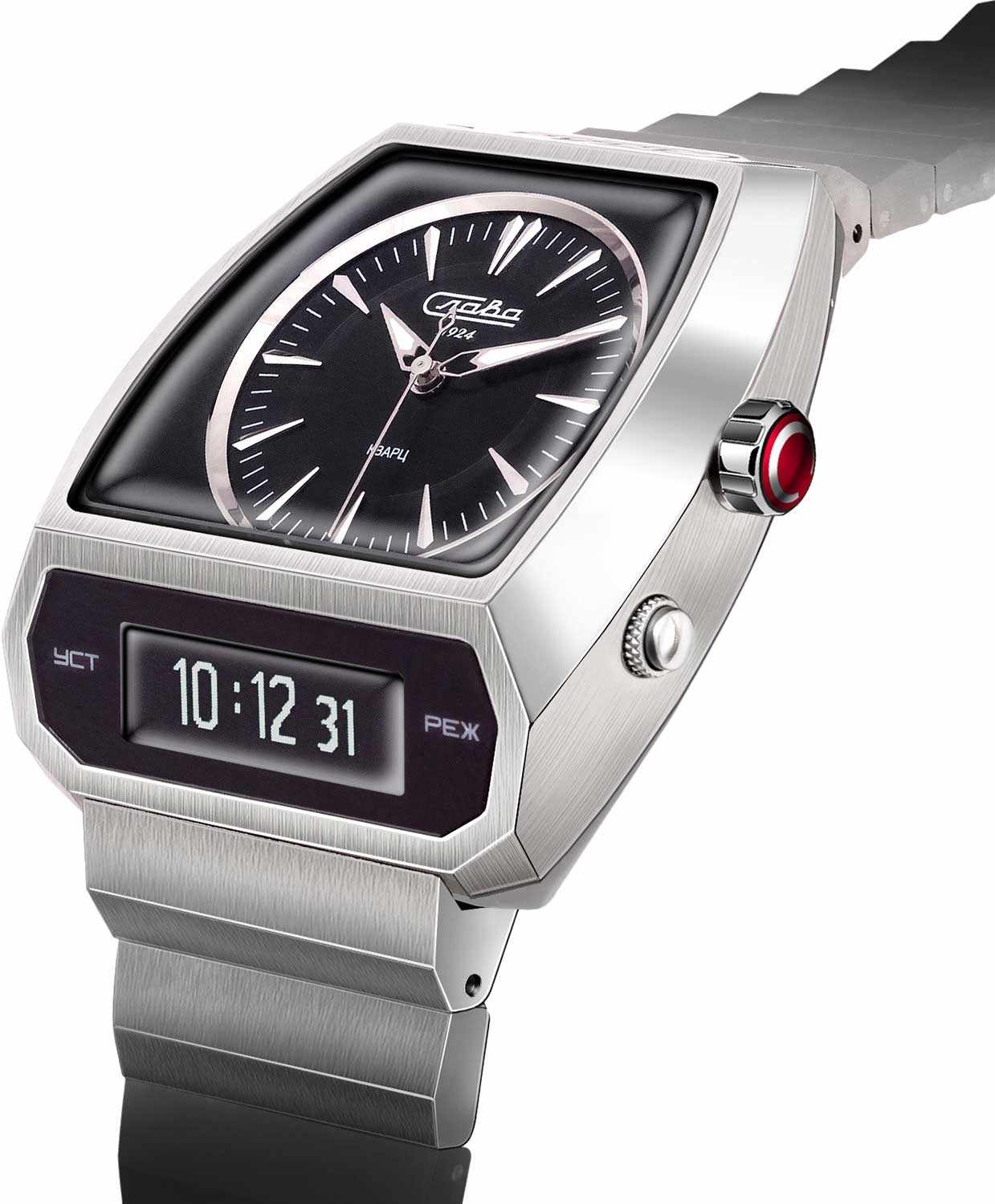 Слава Слава Погоня 9000737/100-GL32,  россия мужские часы на браслете титановый боковой вид