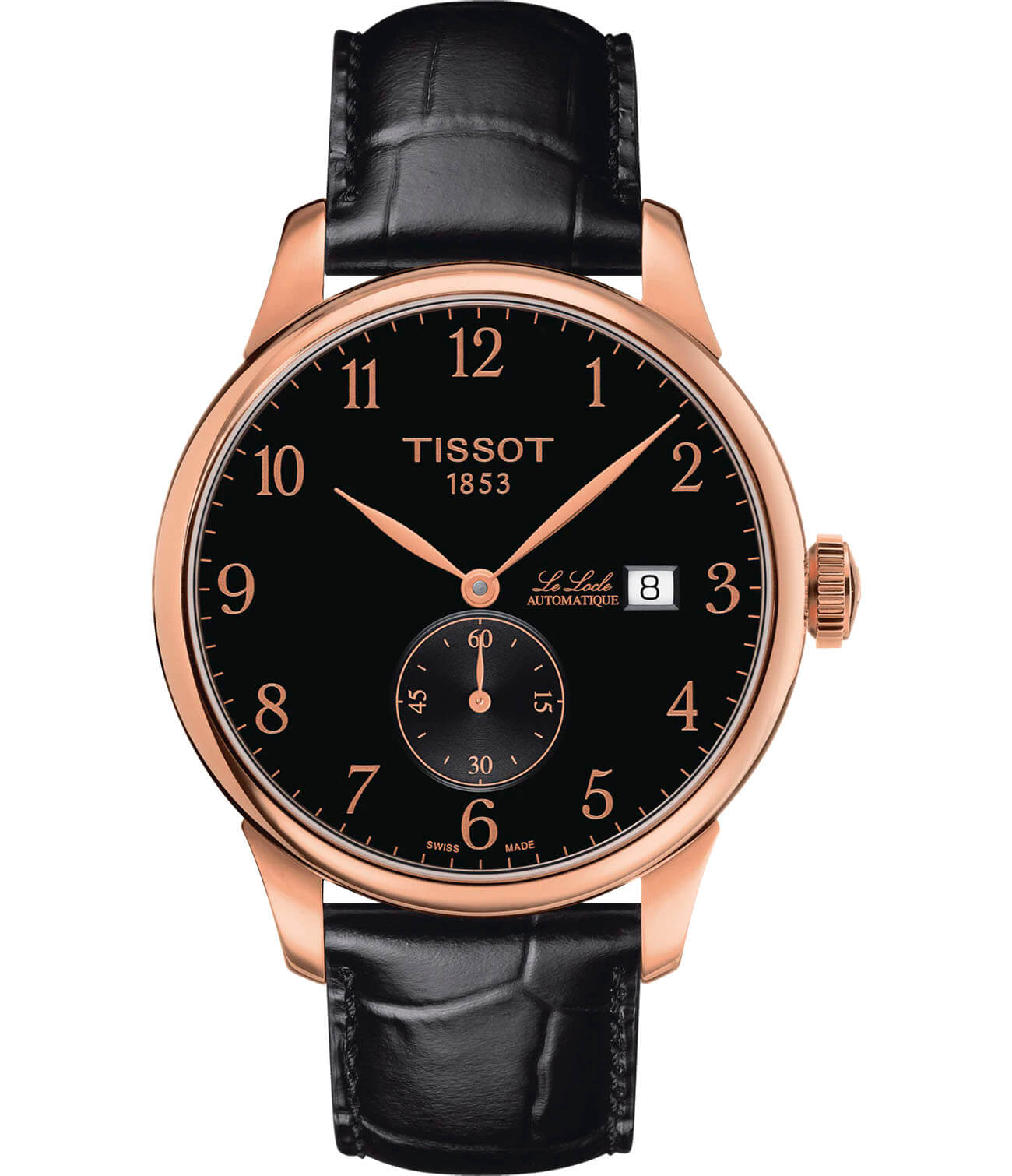 Tissot Tissot Le Locle Automatic Petite Seconde T006.428.36.052.00 Le Locle Automatic T0064283605200 механические мужские часы черный циферблат, браслет кожаный — вид спереди