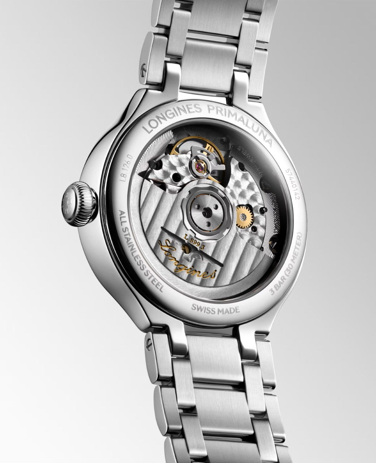 Оригинальные часы Longines Longines PrimaLuna Moonphase L8.126.0.71.6 механические калибр механизма l899 общий вид