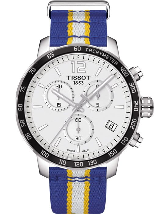 Tissot Tissot Quickster NBA Golden State Warriors T095.417.17.037.15 Quickster T0954171703715 кварцевые мужские часы белый циферблат, браслет тканевый — вид спереди