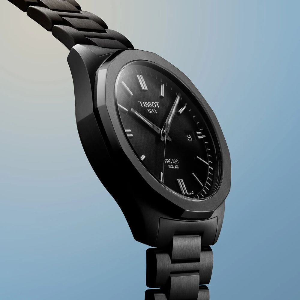 Tissot Tissot PRC 100 Solar Quartz 39mm T151.422.33.051.00, t-classic швейцария мужские часы на браслете нержавеющая сталь с pvd-покрытием боковой вид