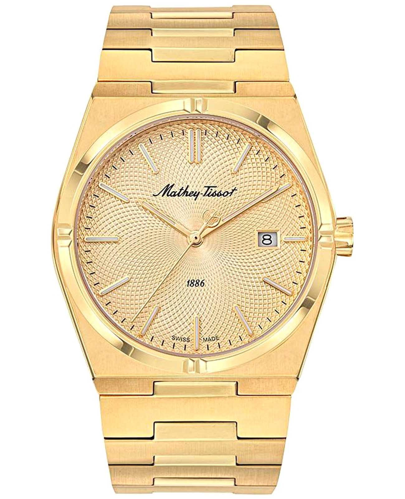 Mathey-Tissot Mathey-Tissot Zeus H118PDI  H118PDI кварцевые мужские часы золотой циферблат, браслет нержавеющая сталь с pvd-покрытием — вид спереди