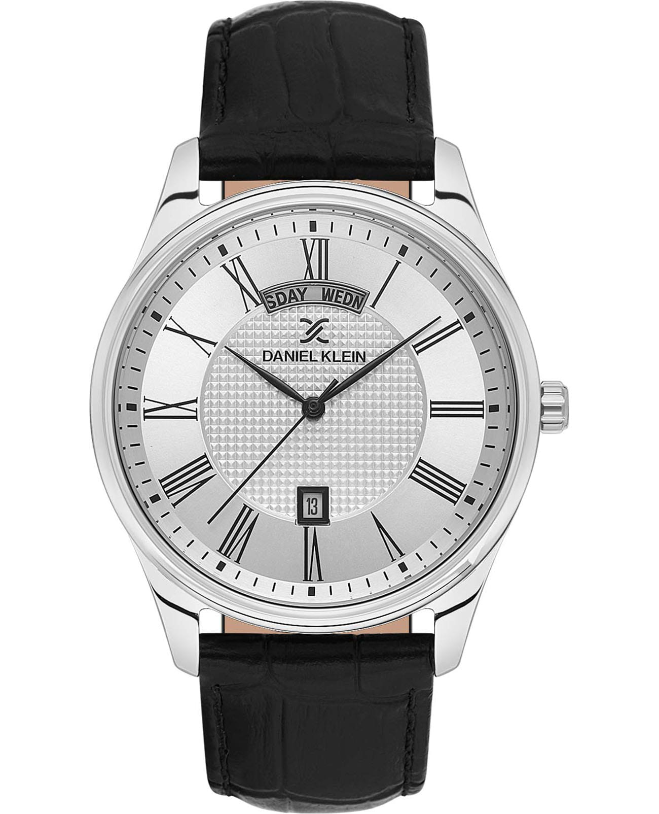 Daniel Klein Daniel Klein Premium DK.1.13738-1  DK.1.13738-1 кварцевые мужские часы серебристый циферблат, браслет кожаный — вид спереди