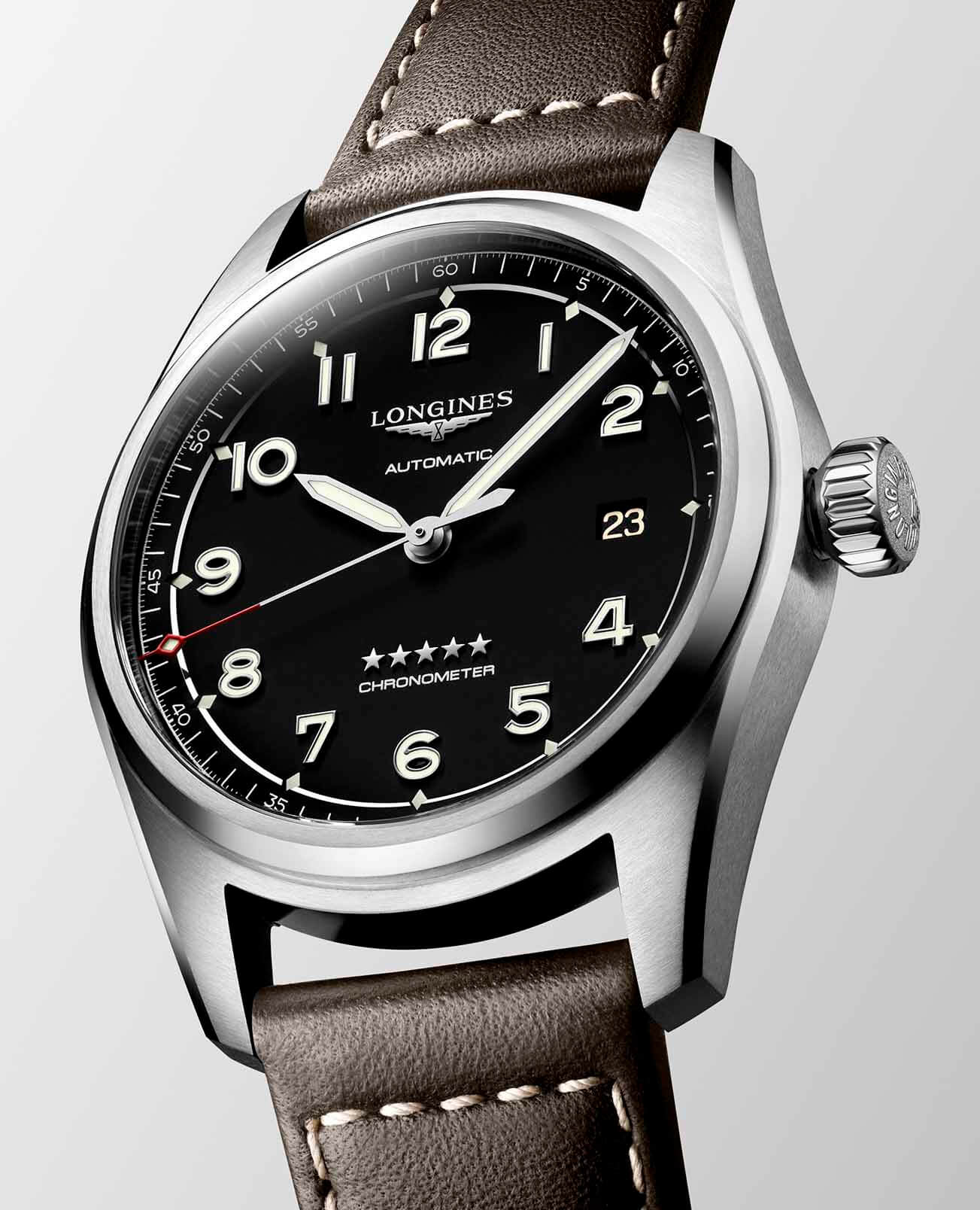 Longines Longines Spirit L3.810.4.53.0, spirit швейцария мужские часы на браслете кожаный боковой вид