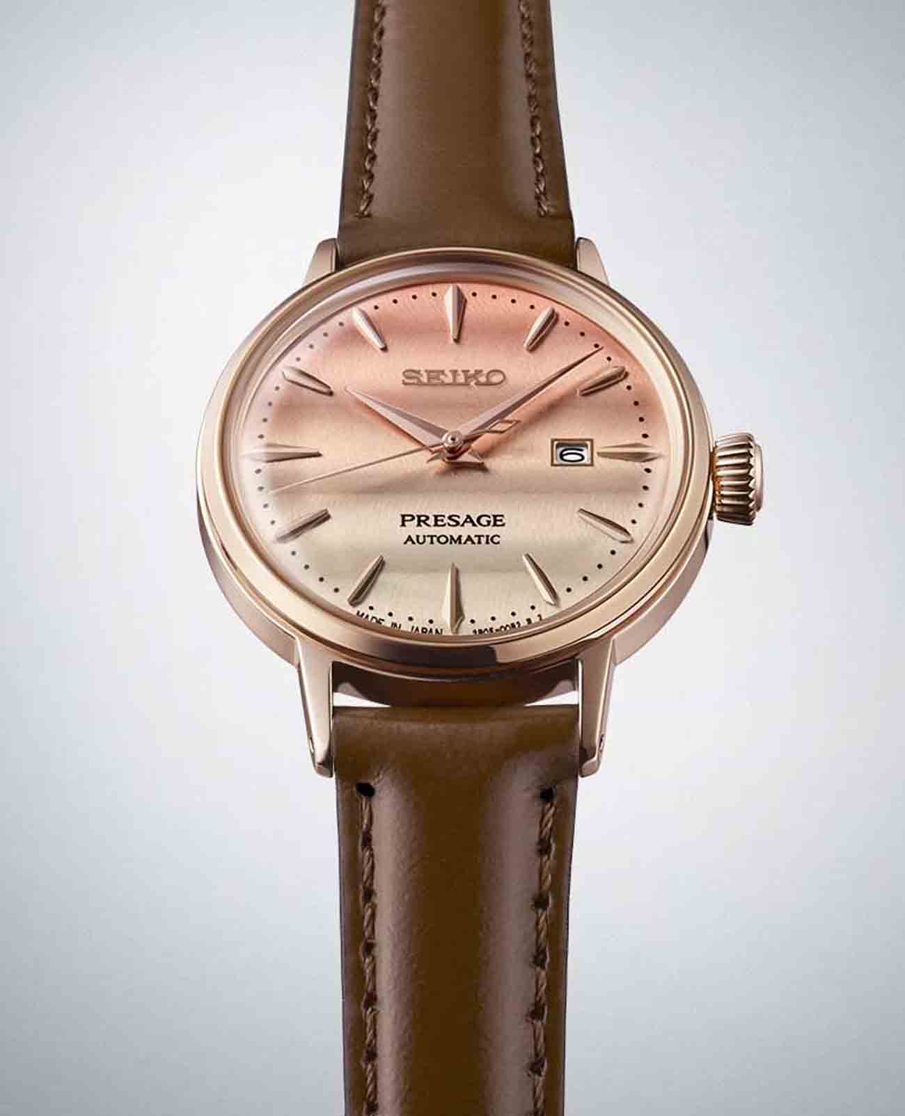Seiko Seiko Presage Cocktail Time SRE014J1 механические женские часы часы крупный план шампань циферблата