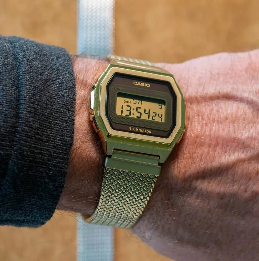 Casio Casio Vintage A1000MGA-5 кварцевые женские часы часы крупный план  циферблата
