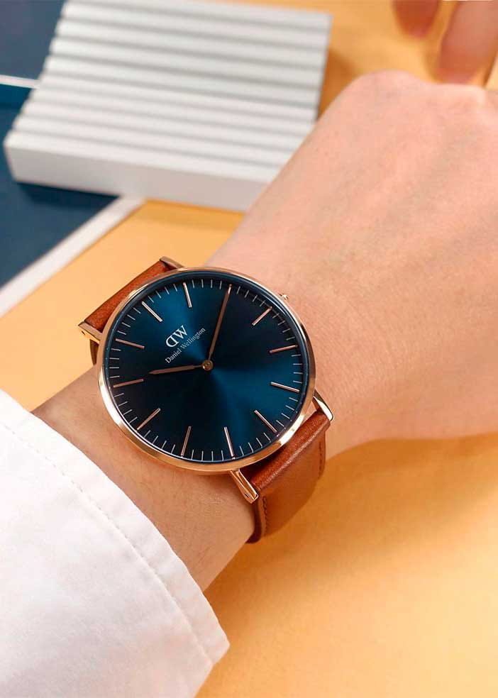 Daniel Wellington Daniel Wellington St Mawes Arctic Rose Gold DW00100626 мужские часы синий циферблат на запястье