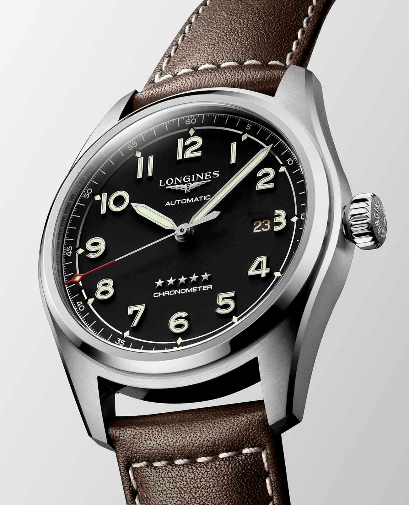 Longines Longines Spirit L3.811.4.53.0, spirit швейцария мужские часы на браслете кожаный боковой вид