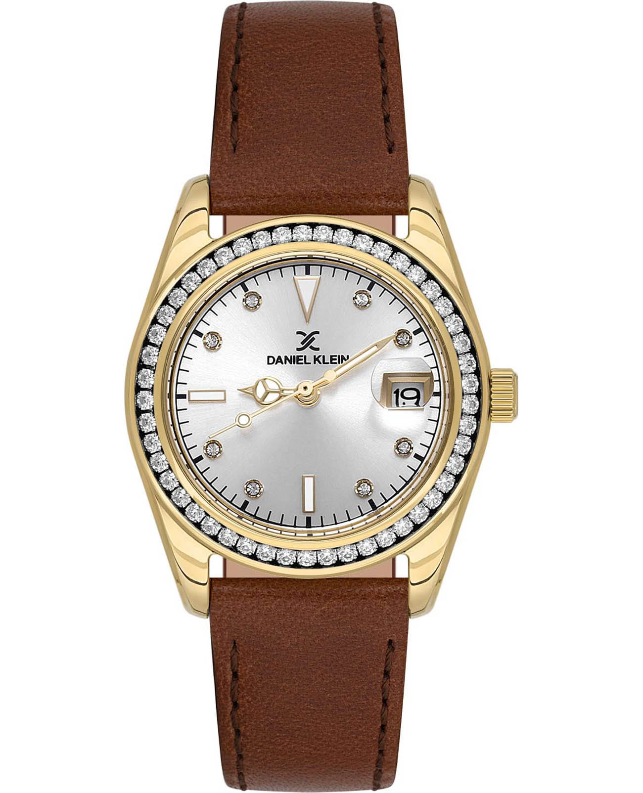 Daniel Klein Daniel Klein Premium DK.1.13714-2  DK.1.13714-2 кварцевые женские часы серебристый циферблат, браслет кожаный — вид спереди