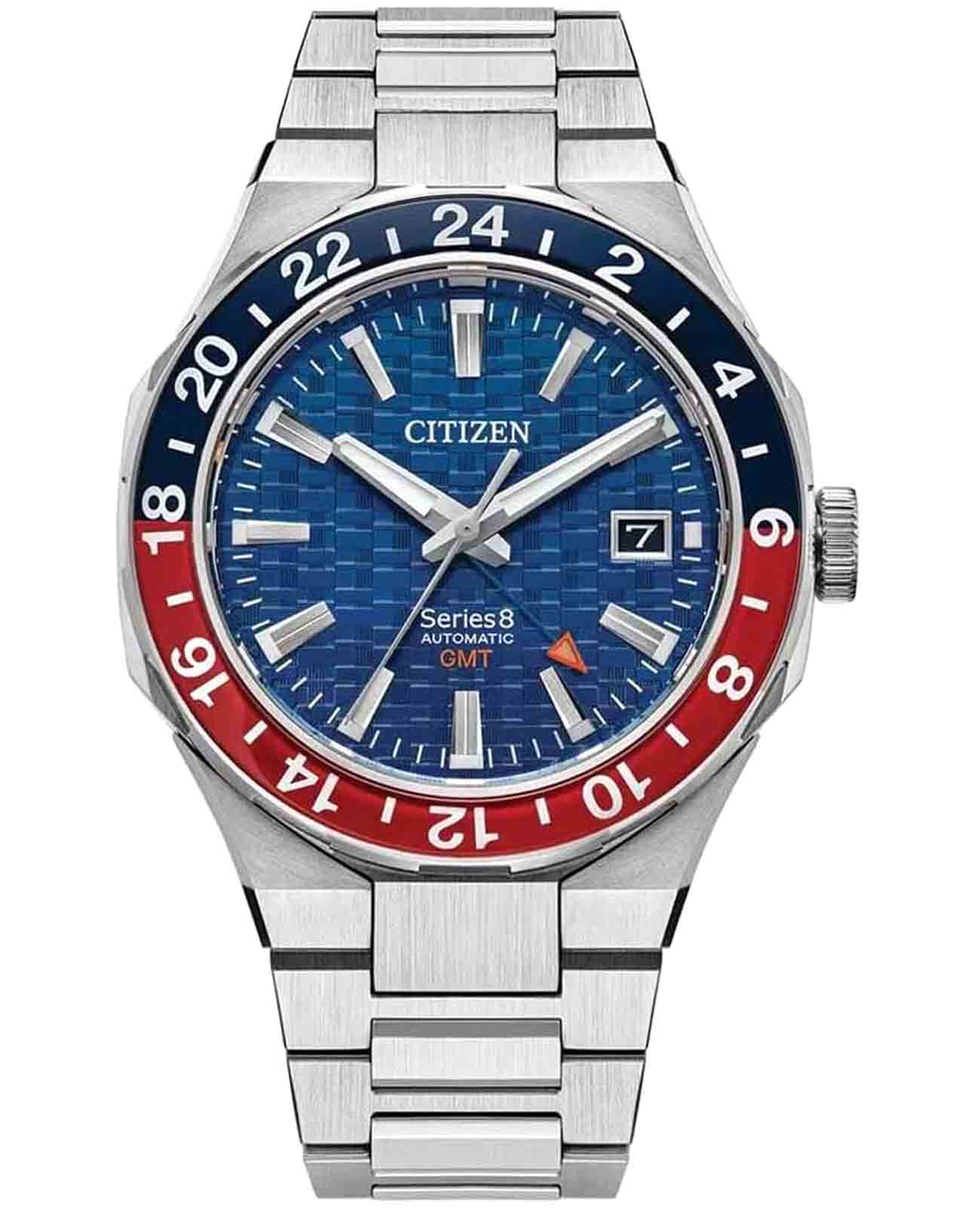 Citizen Citizen Series 8 NB6030-59L  NB6030-59L механические мужские часы синий циферблат, браслет нержавеющая сталь — вид спереди