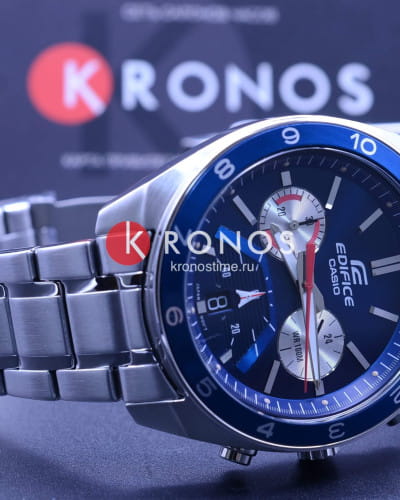 Casio Casio Edifice EFV-590D-2AVUEF кварцевые мужские часы часы крупный план синий циферблата