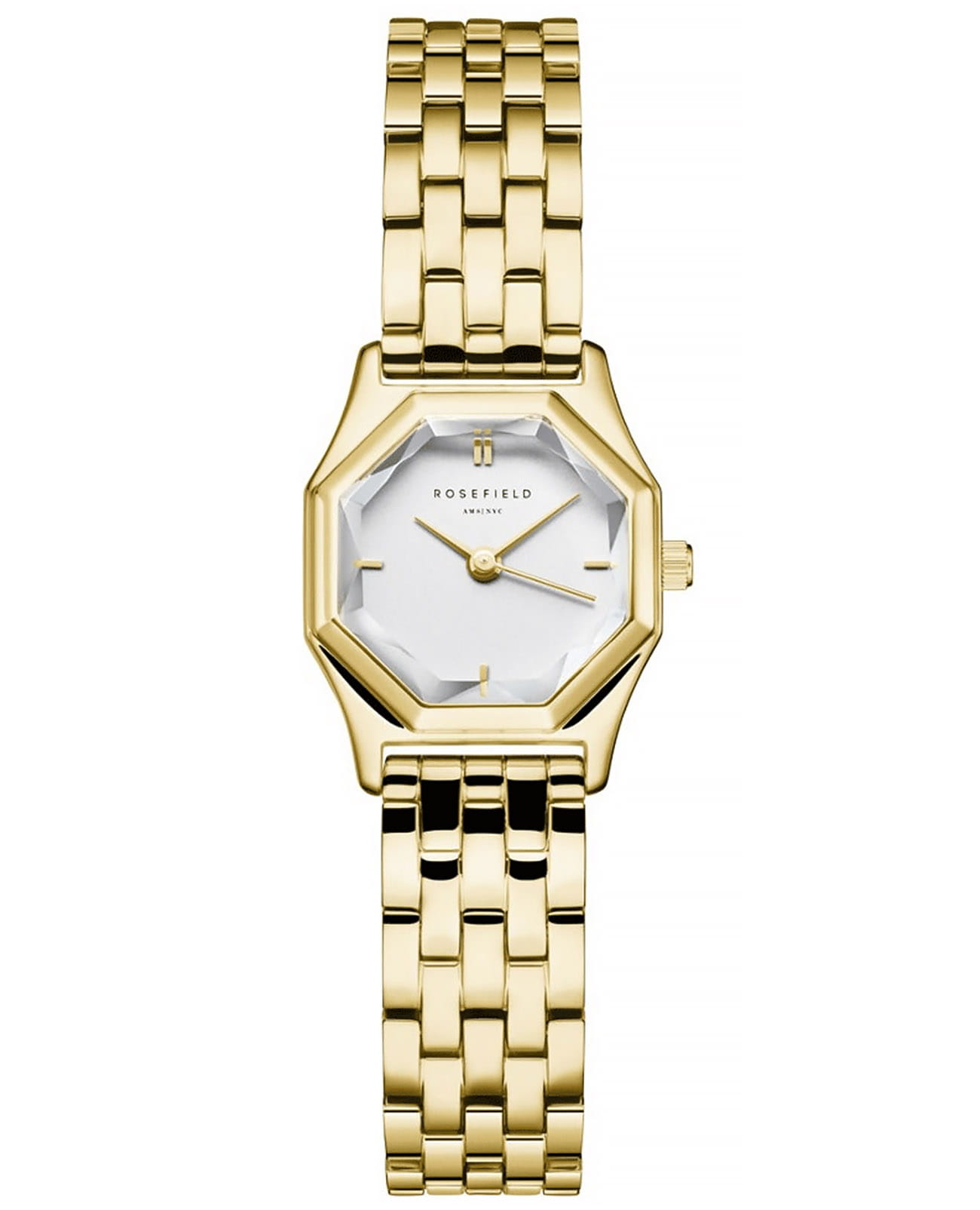 Rosefield Rosefield The Gemme GWGSG-G02  GWGSG-G02 кварцевые женские часы золотой циферблат, браслет нержавеющая сталь с ip-покрытием — вид спереди