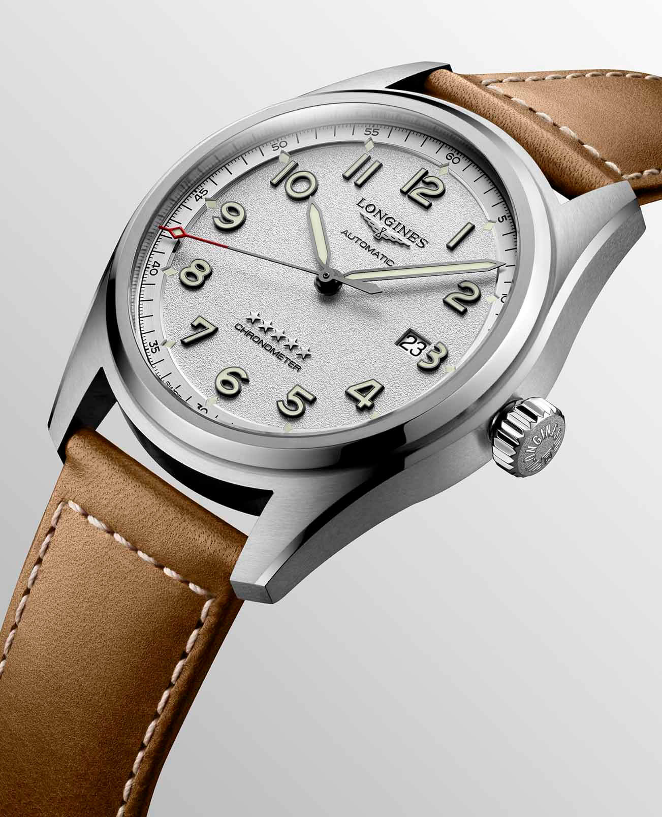 Longines Longines Spirit L3.811.4.73.2 мужские часы серебристый циферблат на запястье