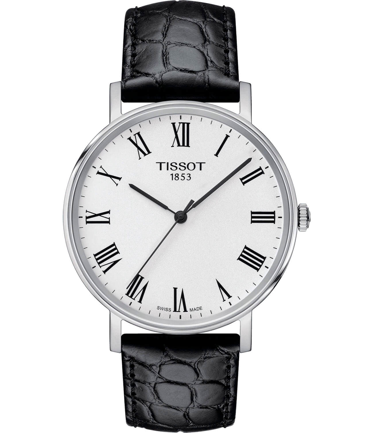 Tissot Tissot Everytime Medium T109.410.16.033.01 Everytime T1094101603301 кварцевые мужские часы белый циферблат, браслет кожаный — вид спереди