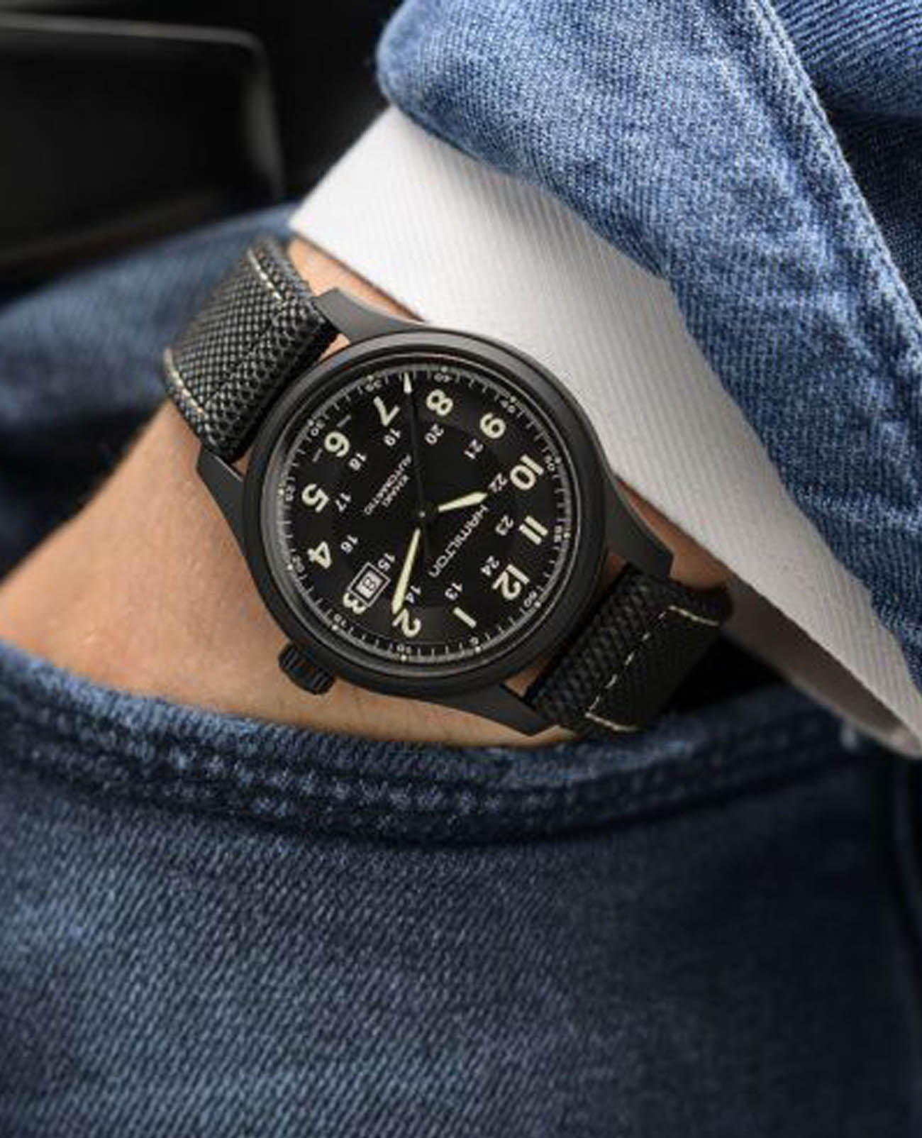 Hamilton Hamilton Khaki Field Titanium Auto H70575733 мужские часы черный циферблат на запястье