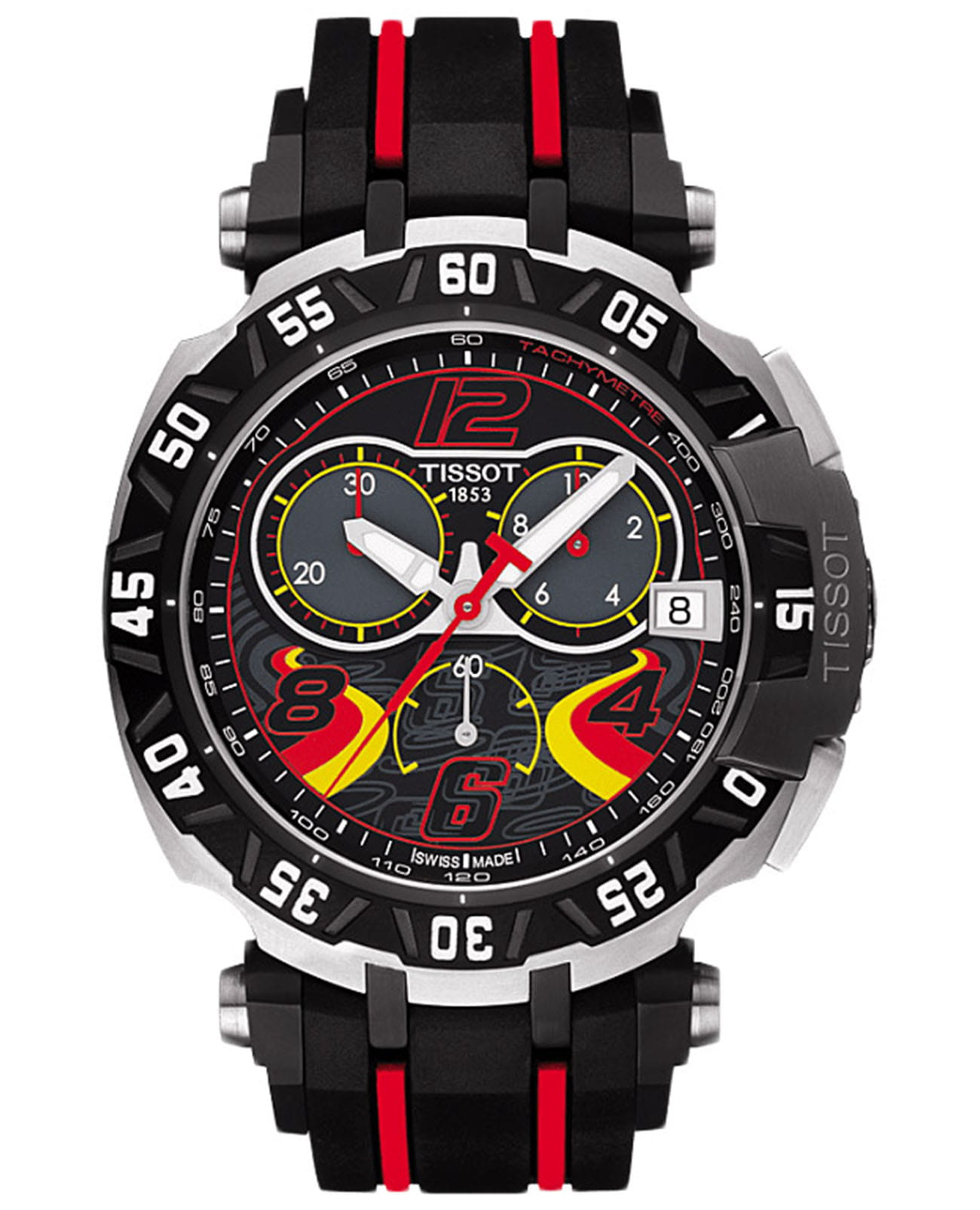Tissot Tissot T-Race Quartz Chronograph Stefan Bradl 2016 T092.417.27.057.02 T Race T0924172705702 кварцевые мужские часы  циферблат, браслет каучук — вид спереди
