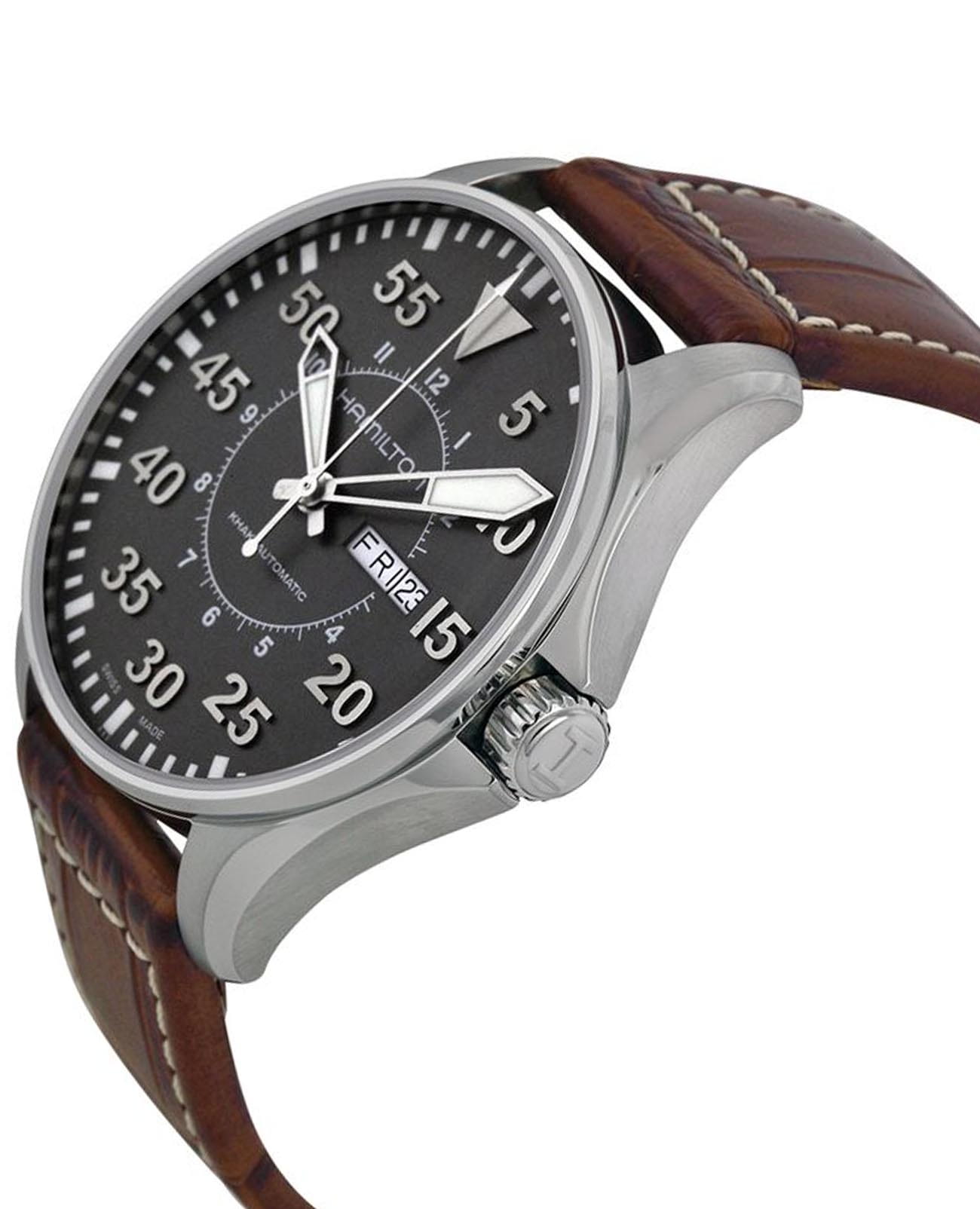 Hamilton Hamilton Khaki Aviation Pilot Day Date Auto H64715885, khaki aviation швейцария мужские часы на браслете кожаный боковой вид