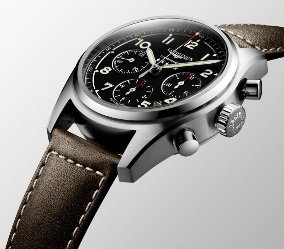 Longines Longines Spirit L3.820.4.53.3, spirit швейцария мужские часы на браслете кожаный боковой вид