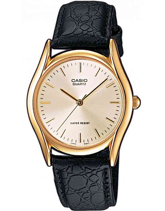 Casio Casio MTP-1154PQ-7A  MTP-1154PQ-7A кварцевые мужские часы шампань циферблат, браслет кожаный — вид спереди