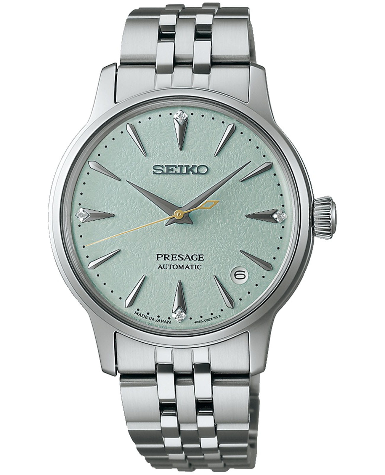 Seiko Seiko Presage Cocktail Time SRPL63J1 Cocktail Time SRPL63J1 механические женские часы зеленый циферблат, браслет нержавеющая сталь — вид спереди