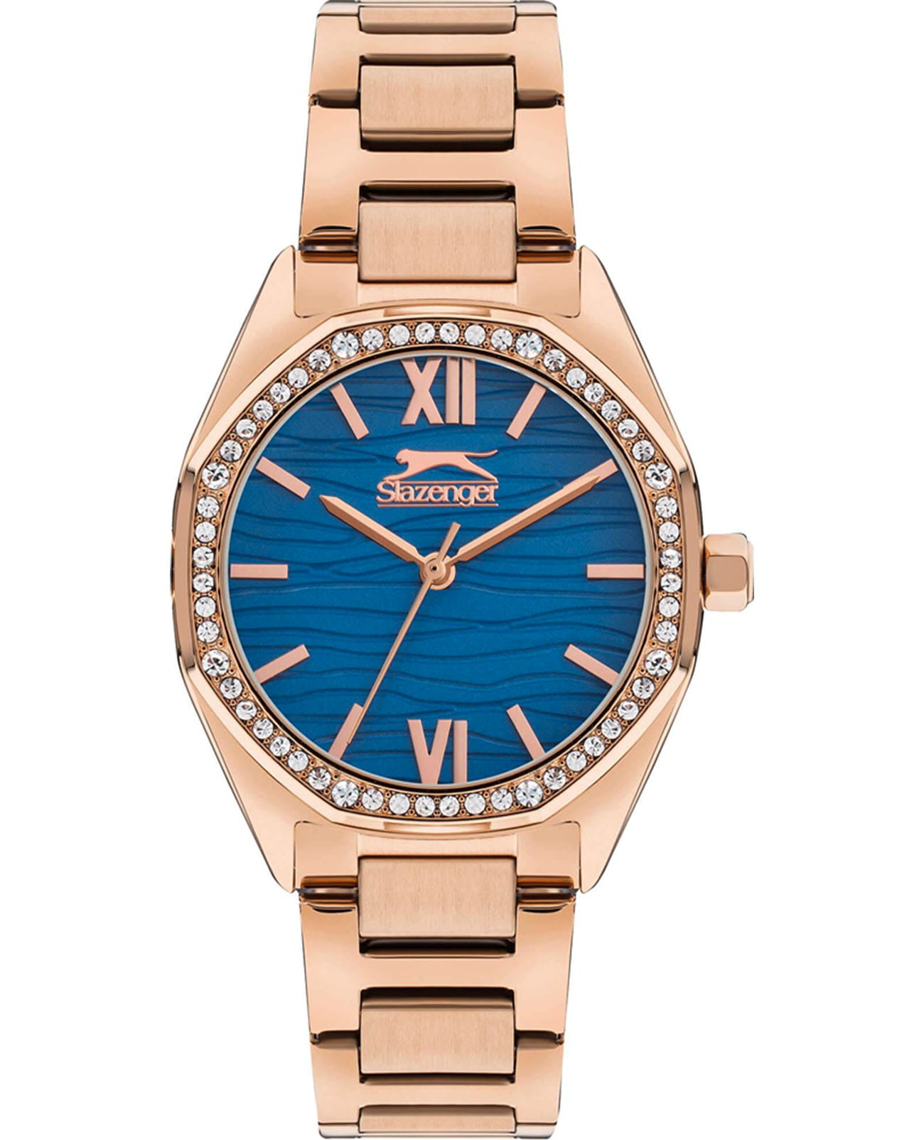 Slazenger Slazenger SL.09.2301.3.02  SL.09.2301.3.02 кварцевые женские часы синий циферблат, браслет суперметалл с ip покрытием — вид спереди