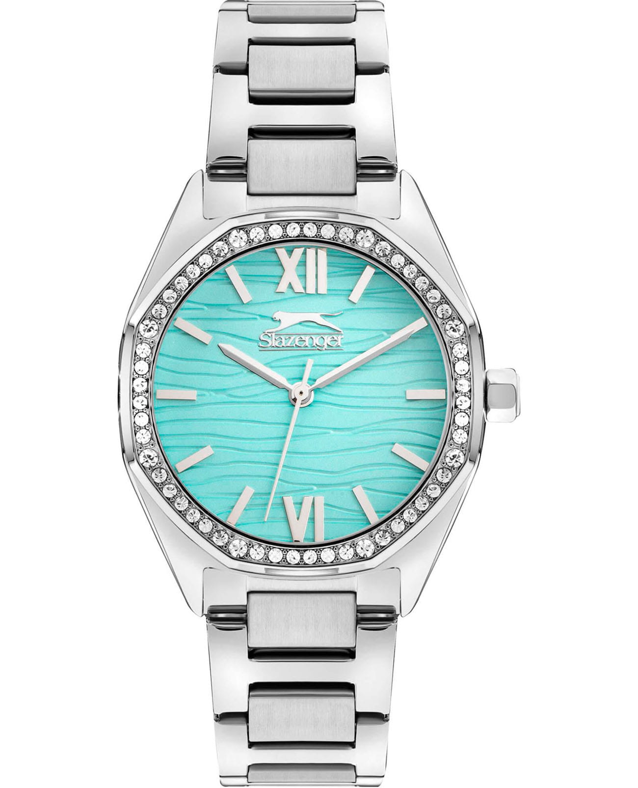 Slazenger Slazenger SL.09.2301.3.01  SL.09.2301.3.01 кварцевые женские часы бирюзовый циферблат, браслет суперметалл — вид спереди