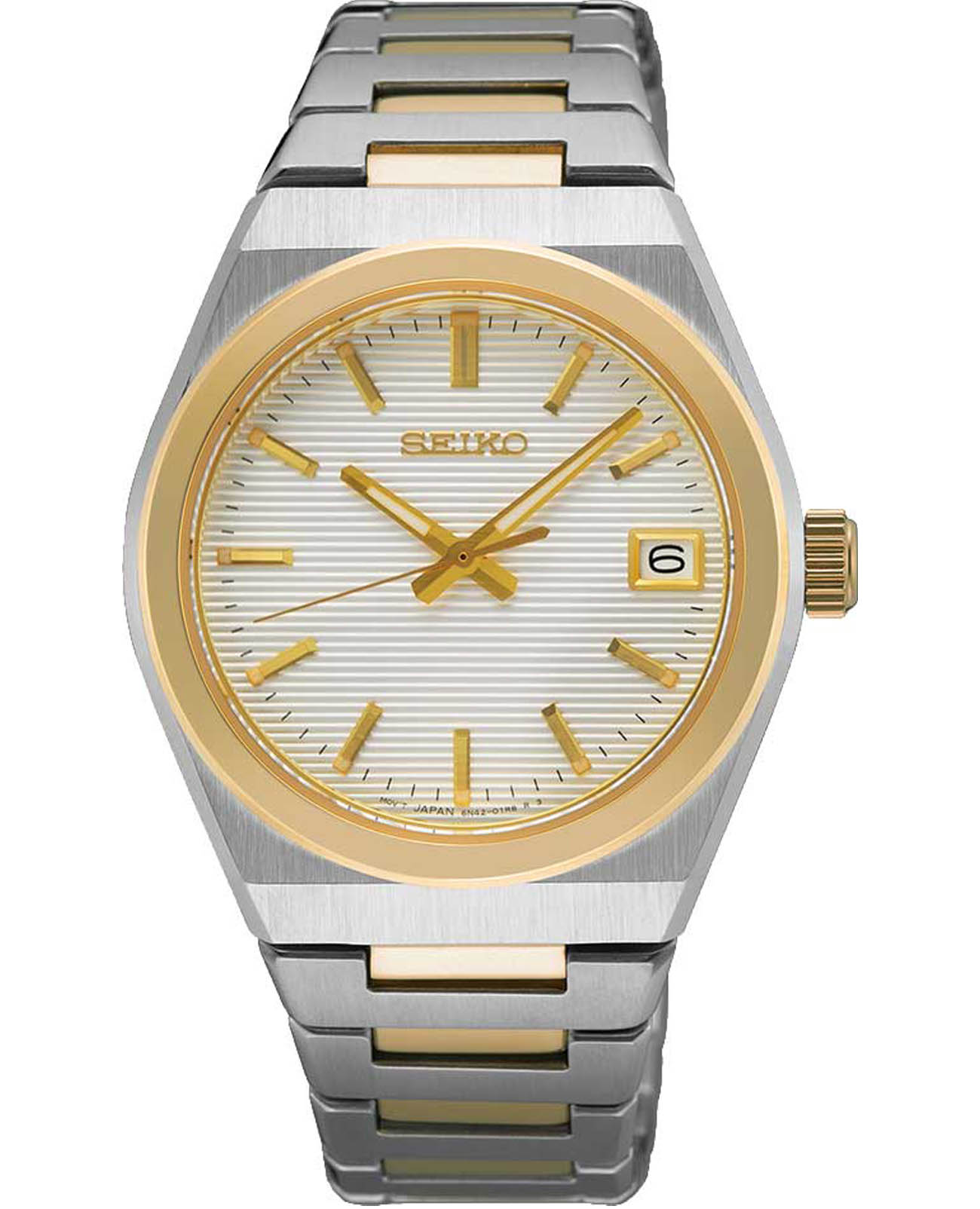 Seiko Seiko Discover More SUR578  SUR578 кварцевые женские часы белый циферблат, браслет нержавеющая сталь с pvd-покрытием — вид спереди