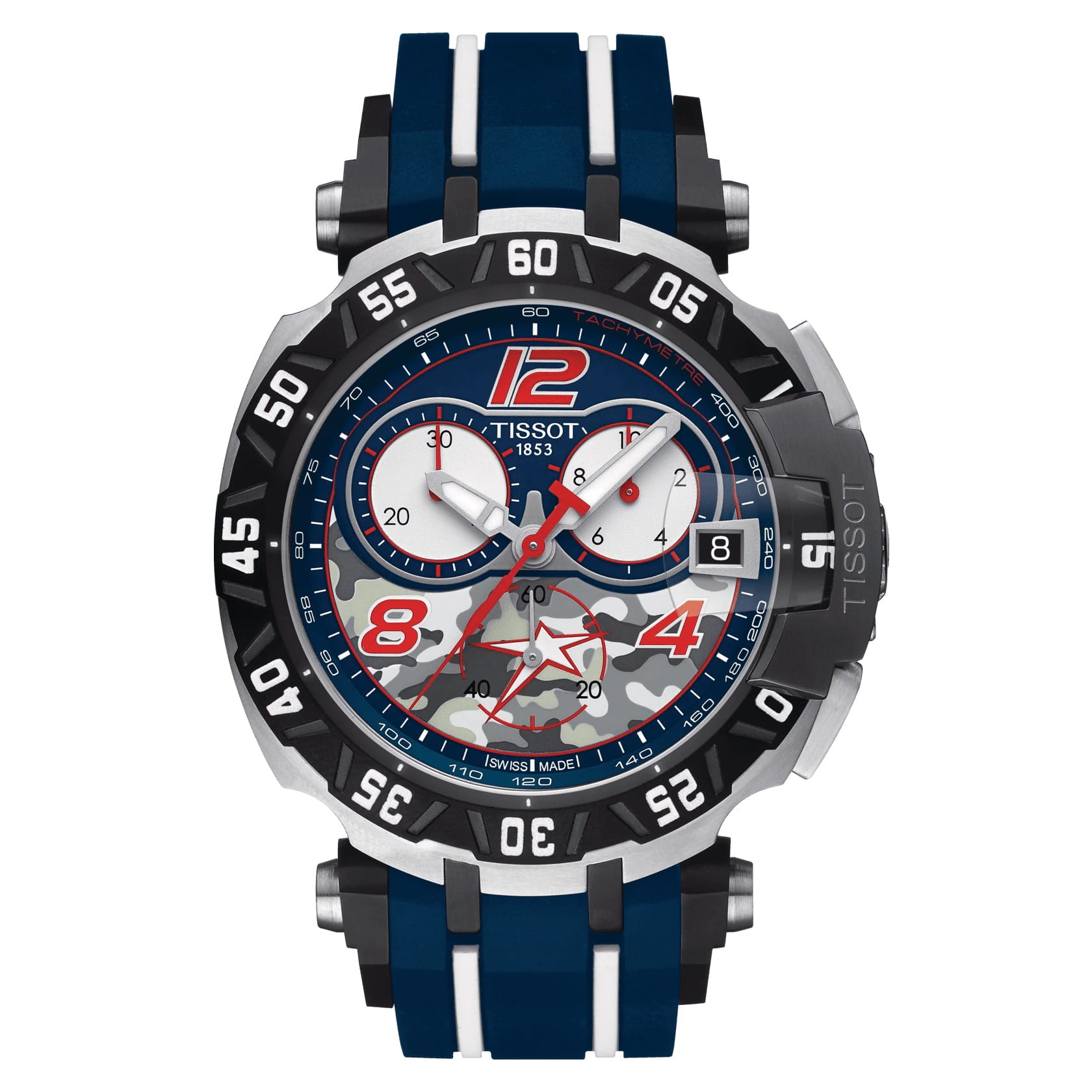 Tissot Tissot T-Race Quartz Chronograph Nicky Hayden 2016 T092.417.27.057.03 T Race T0924172705703 кварцевые мужские часы  циферблат, браслет каучук — вид спереди