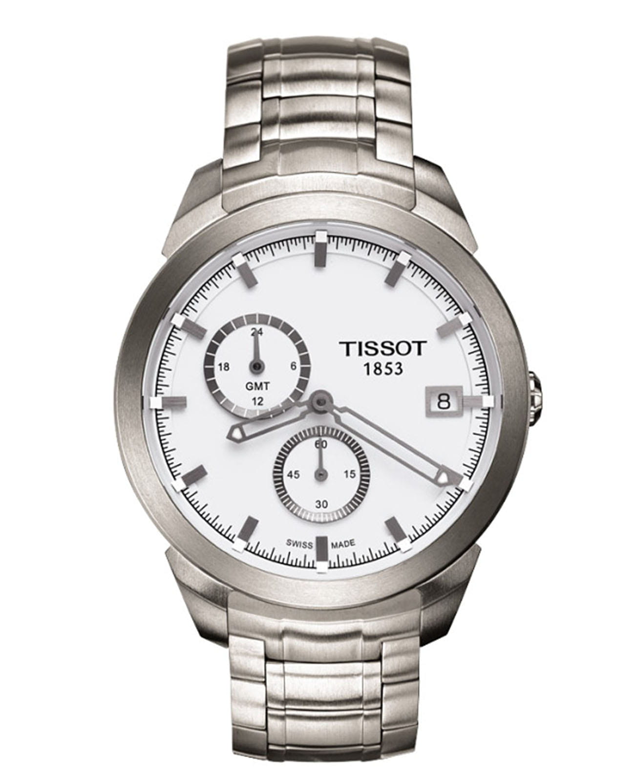 Tissot Tissot T-Classic Tradition Titanium T069.439.44.031.00 Tradition T0694394403100 кварцевые мужские часы белый циферблат, браслет нержавеющая сталь — вид спереди