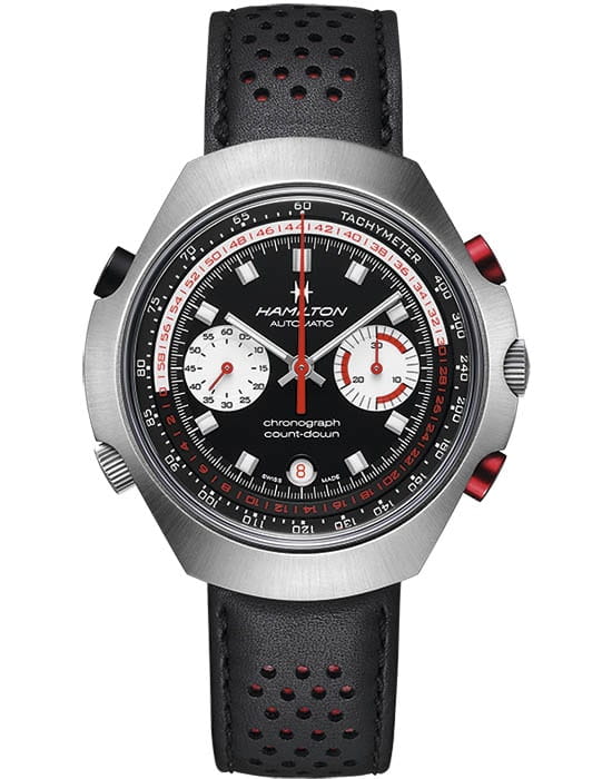 Hamilton Hamilton American Classic Chrono-Matic 50 Auto Chrono Limited Edition H51616731  H51616731 механические мужские часы черный циферблат, браслет кожаный — вид спереди