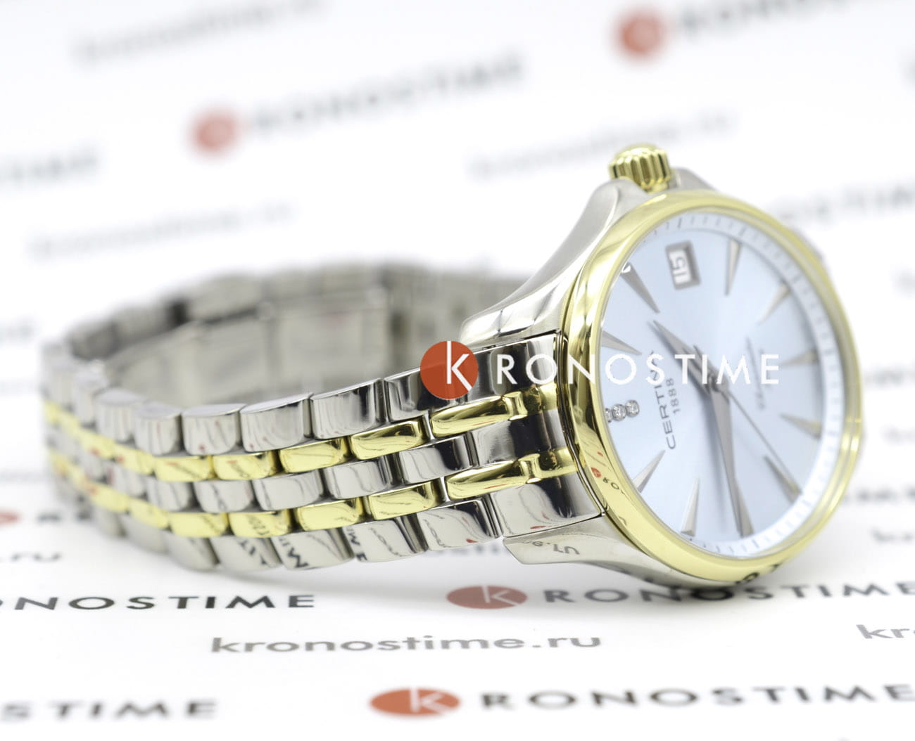 Certina Certina DS Action Lady Diamonds C032.051.44.046.00,  швейцария женские часы на браслете титановый c pvd покрытием боковой вид
