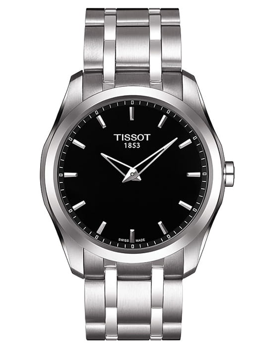 Tissot Tissot Couturier T035.446.11.051.00 Couturier T0354461105100 кварцевые мужские часы черный циферблат, браслет нержавеющая сталь — вид спереди