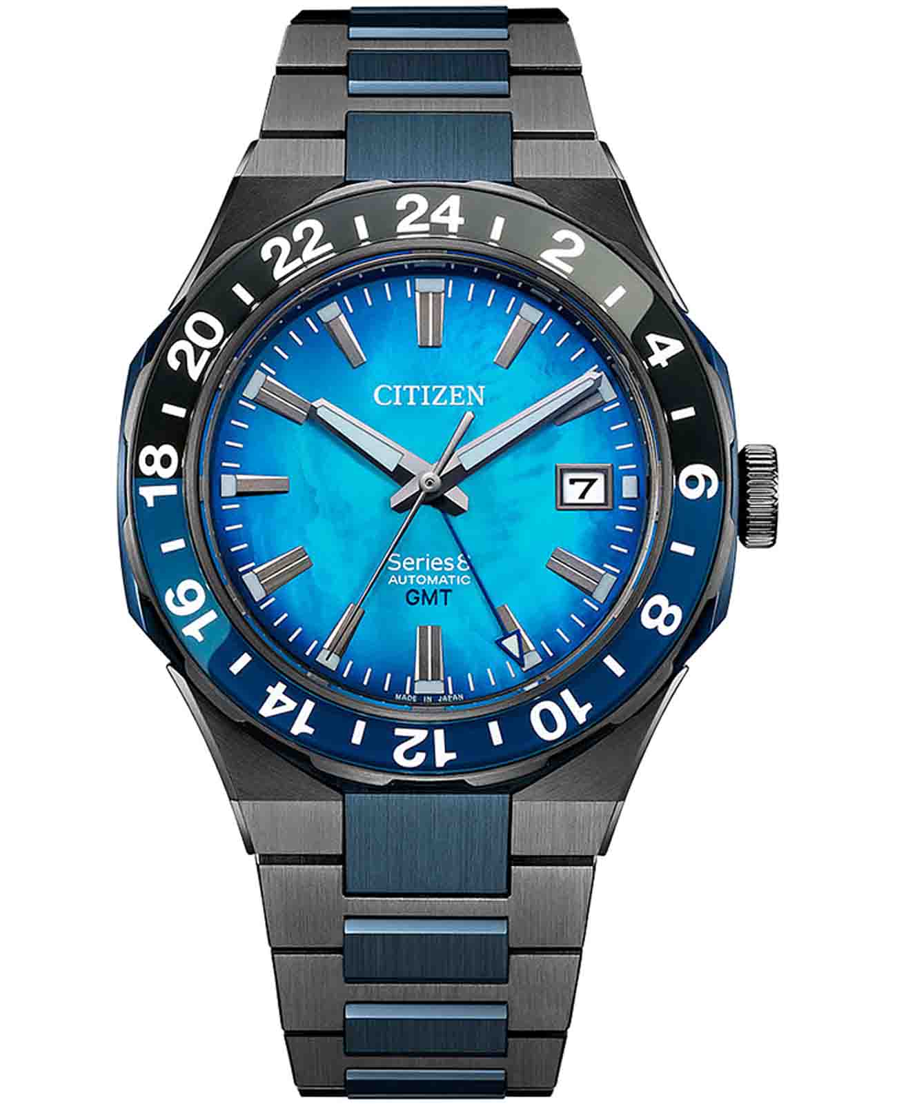 Citizen Citizen Series 8 NB6036-52N  NB6036-52N механические мужские часы синий циферблат, браслет нержавеющая сталь с ip-покрытием — вид спереди
