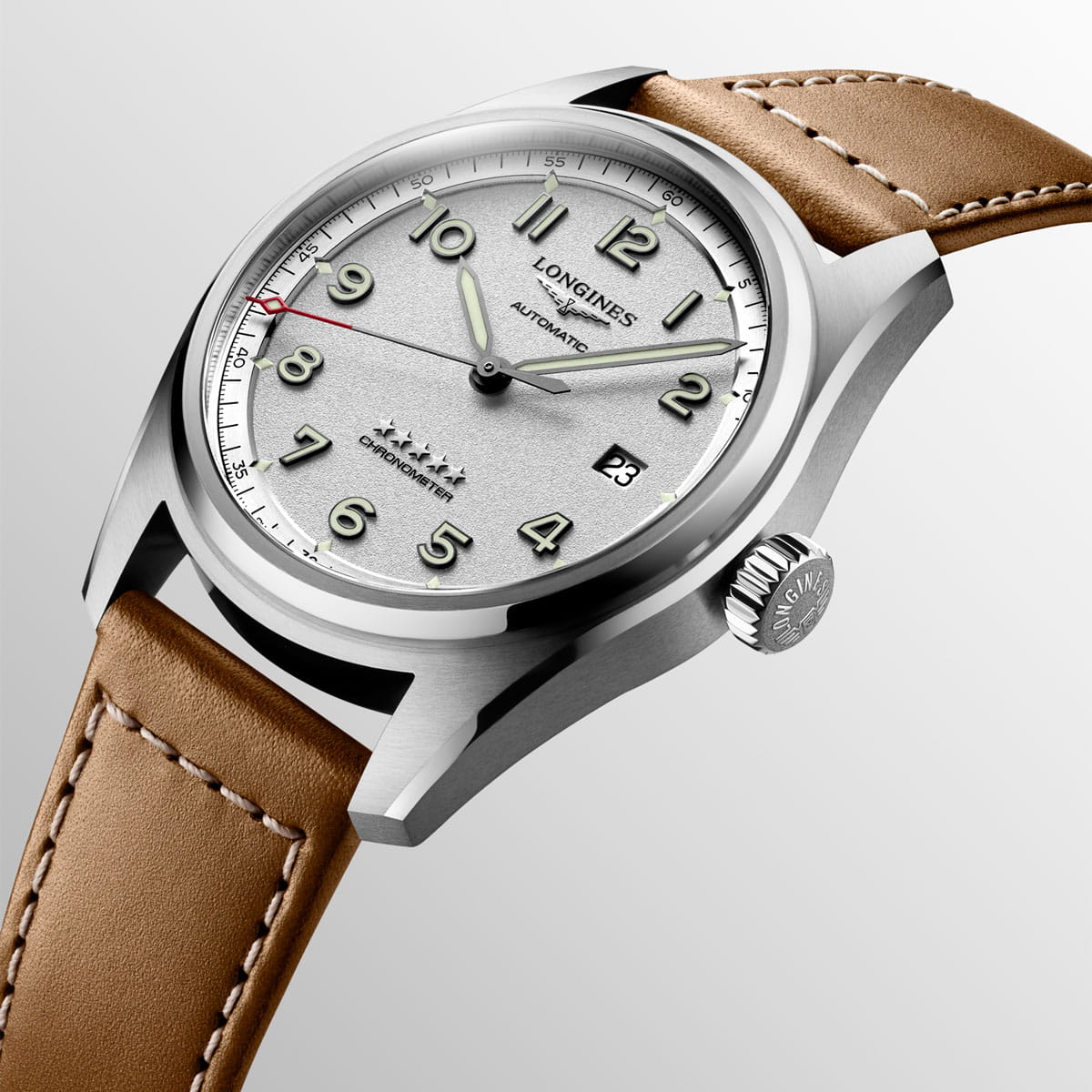 Longines Longines Spirit L3.810.4.73.4, spirit швейцария мужские часы на браслете кожаный боковой вид