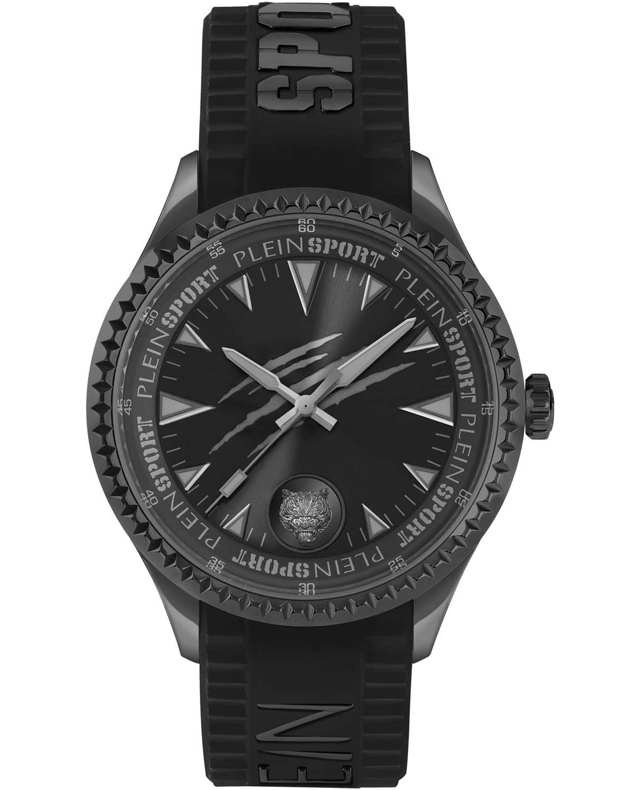 Plein Sport Plein Sport PS5BA0424  PS5BA0424 кварцевые мужские часы черный циферблат, браслет силикон — вид спереди