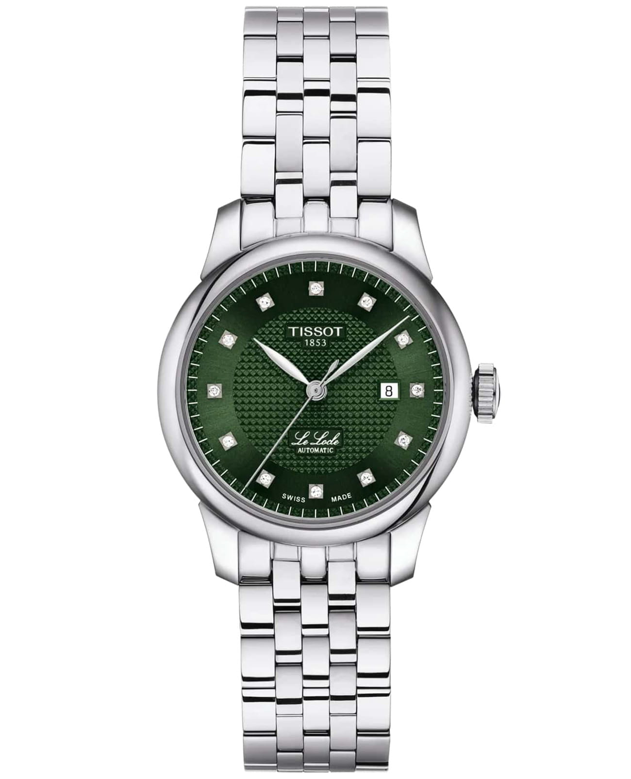 Tissot Tissot Le Locle Automatic Lady T006.207.11.096.00 Le Locle Automatic T0062071109600 механические женские часы зеленый циферблат, браслет нержавеющая сталь 316l — вид спереди