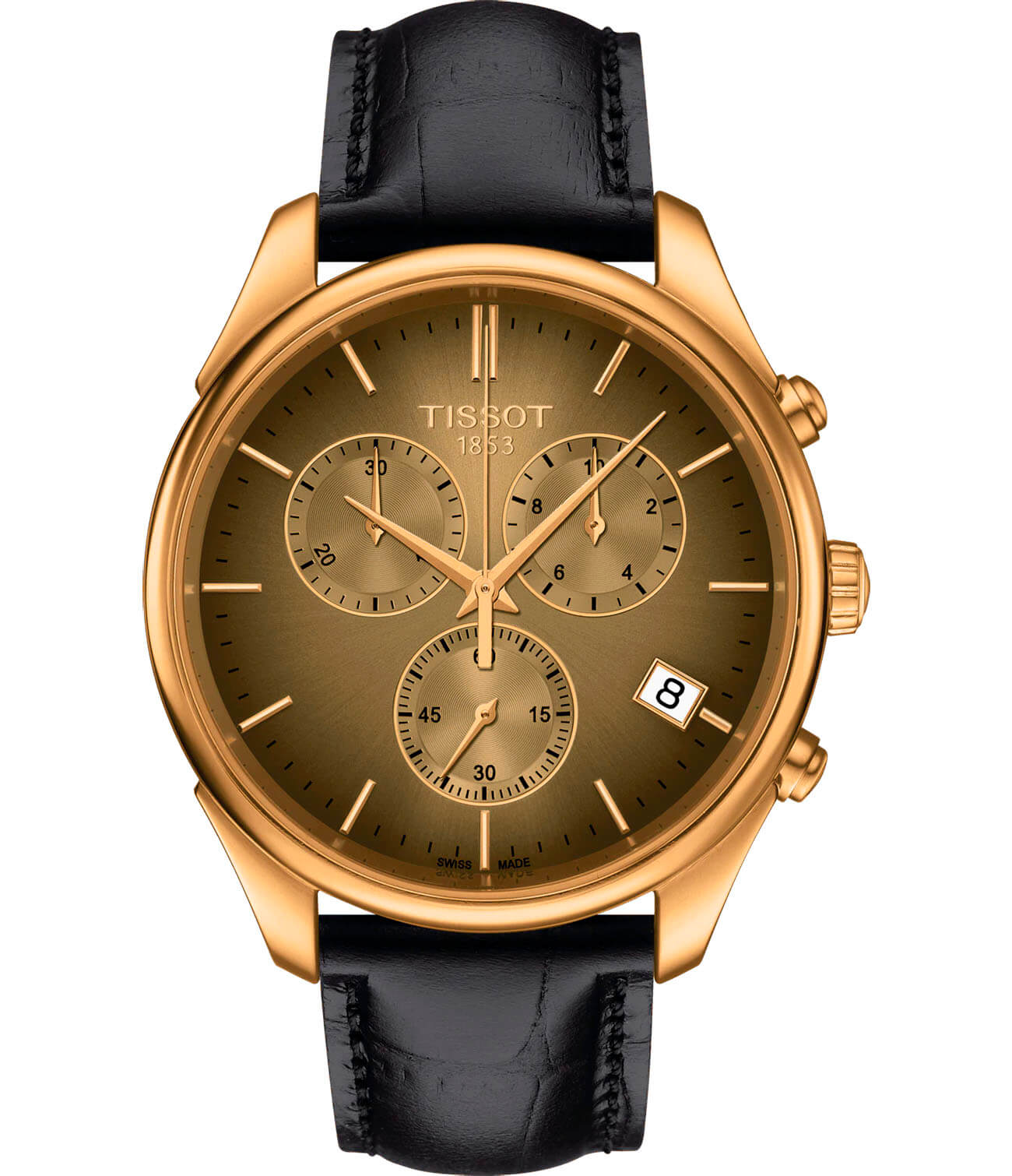 Tissot Tissot Vintage Chronograph 18K Gold T920.417.16.291.00  T9204171629100 кварцевые мужские часы коричневый циферблат, браслет кожаный — вид спереди