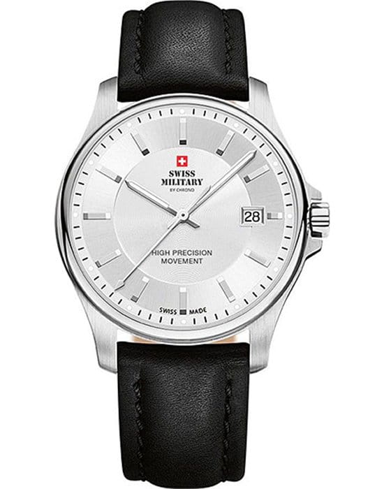 Swiss Military by Chrono Swiss Military by Chrono Сверхточные SM30200.11  SM30200.11 кварцевые мужские часы белый циферблат, браслет кожаный — вид спереди