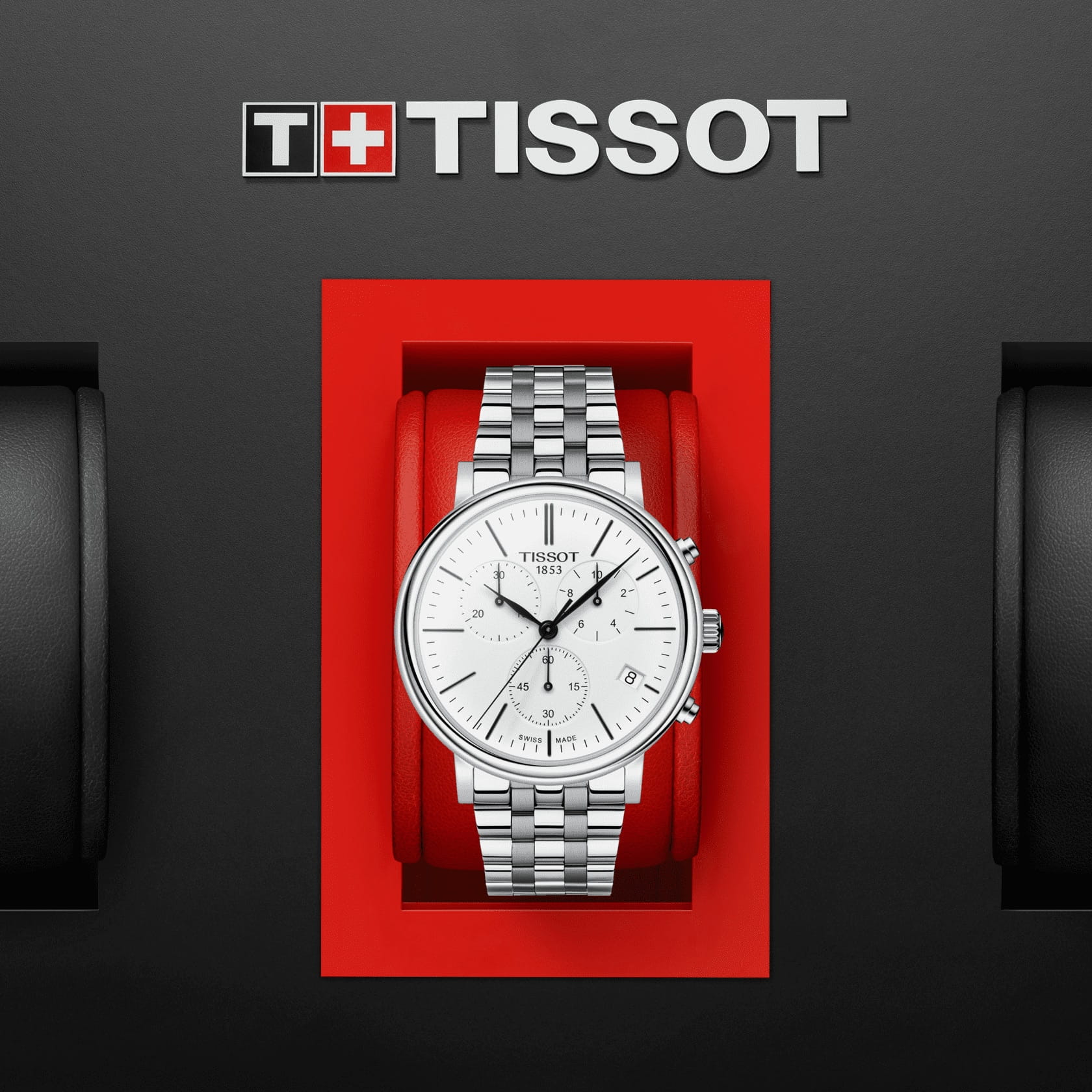 Tissot Tissot Carson Premium Chronograph T122.417.11.011.00 кварцевые мужские часы часы крупный план белый циферблата