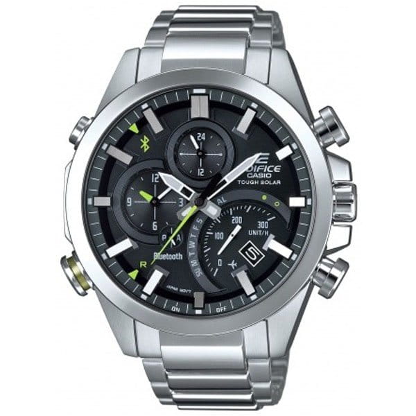 Casio Casio Edifice EQB-501D-1A EQB EQB-501D-1A кварцевые мужские часы черный циферблат, браслет нержавеющая сталь — вид спереди