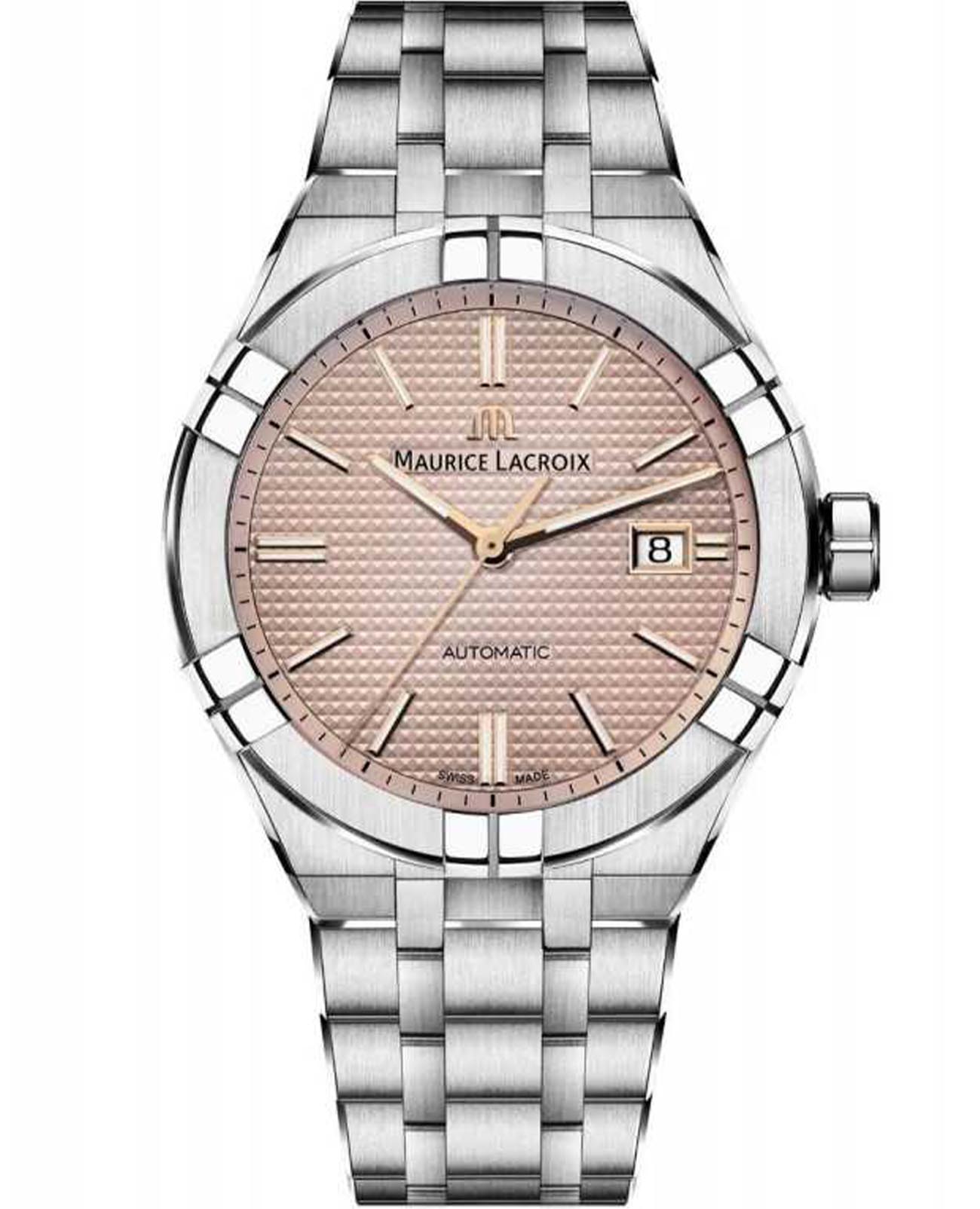 Maurice Lacroix Maurice Lacroix Aikon Tide AI6008-SS002-730-1  AI6008-SS002-730-1 механические мужские часы бежевый циферблат, браслет нержавеющая сталь — вид спереди