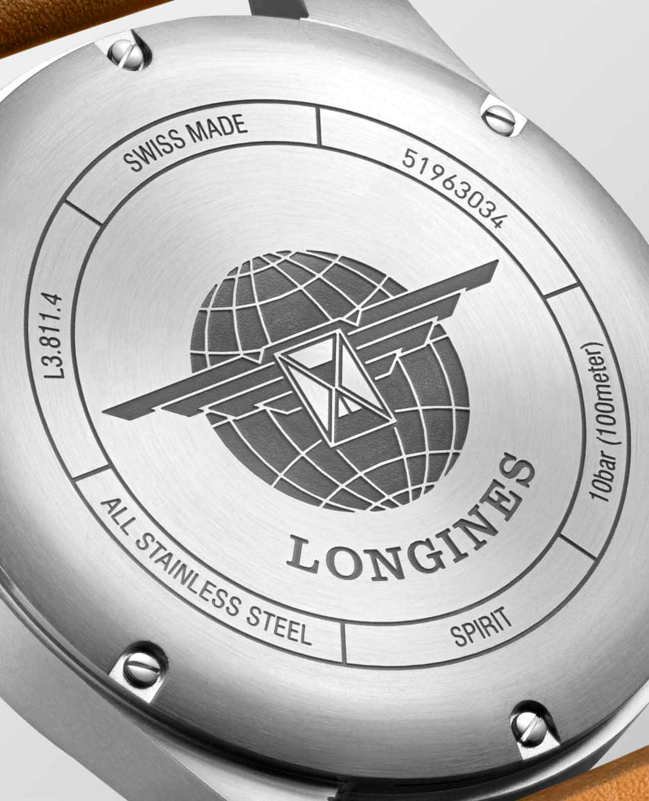 Longines Longines Spirit L3.811.4.73.2  — детали корпуса и кожаный